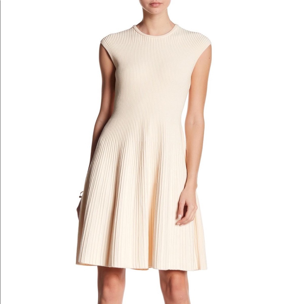 Boss Hugo Boss Fadesa Ribbed Cream Dress